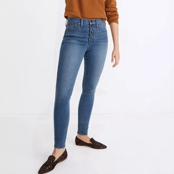 NWT Madewell 10” High Rise Skinny Jeans In Dewitt Wash: Button Front Tencel - Picture 1 of 8